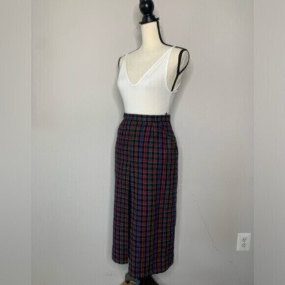 Quasimodo Vintage High Waist Plaid Midi Skirt - Picture 6 of 17